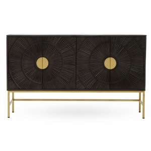 Sadri Wooden Sideboard With 4 Doors In Grey And Gold
