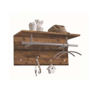 Saffron Wooden Wall Mounted Coat Rack In Old Style Dark