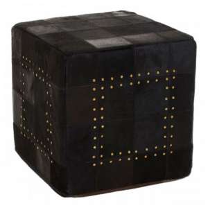 Safire Leather Stud Detail Pouffe In Black