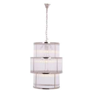 Salas Large Ribbed Pattern 3 Tier Chandelier Light In Nickel