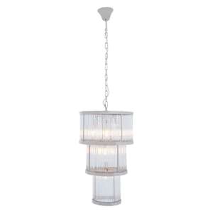 Salas Small Ribbed Pattern 3 Tier Chandelier Light In Nickel
