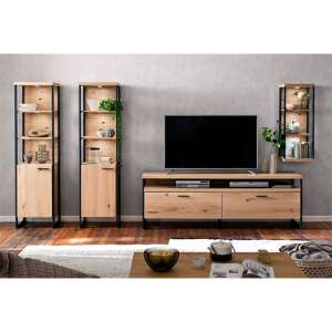 Salerno LED Wooden Living Room Furniture Set 2 In Planked Oak