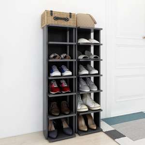 Saloso Set Of 2 Wooden Shoe Storage Racks In Grey