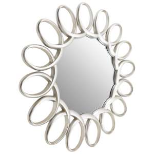 Saltier Round Wall Bedroom Mirror In Silver Pewter Frame