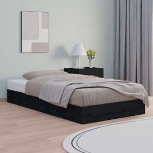Salus Solid Pinewood Small Double Bed In Black
