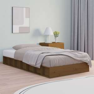 Salus Solid Pinewood Small Double Bed In Honey Brown