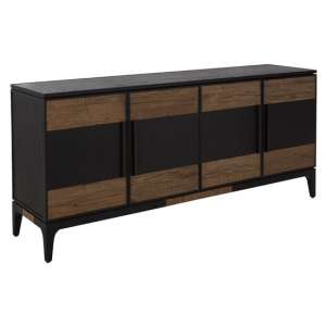 Nushagak Wooden Sideboard In Natural And Black With 4 Doors  