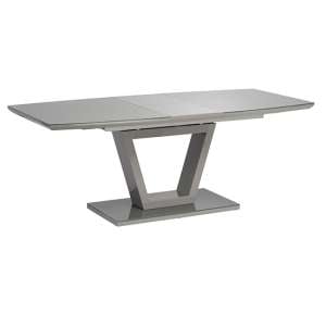 Samson Extending Glass Top High Gloss Dining Table In Grey