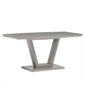 Samson Rectangular Glass Top High Gloss Dining Table In Grey