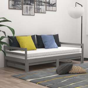 Sanchia Solid Pinewood Pull-Out Single Day Bed In Grey