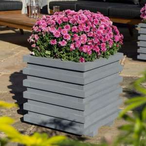 Sandbach Square Wooden Planter In Grey