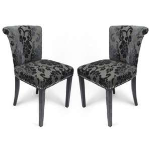 Soweto Charcoal Baroque Velvet Accent Chairs In Pair
