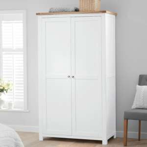 Sandra Wooden Wardrobe With 2 Doors In Oak And White