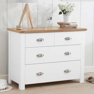 Sandra Wooden Chest Of 4 Drawers In Oak And White