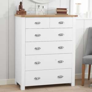 Sandra Wooden Chest Of 6 Drawers In Oak And White