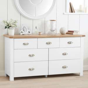 Sandra Wooden Chest Of 7 Drawers In Oak And White