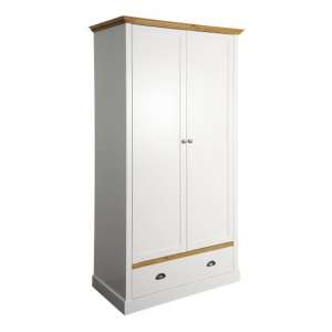 Sandringhia Wooden Wardrobe With 2 Doors In White And Pine