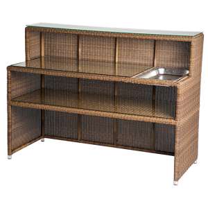 Sanmo Outdoor Glass Top Serving Bar Stand In Red Pine