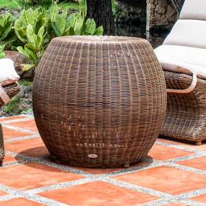 Sanmo Outdoor Round Side Table In Red Pine