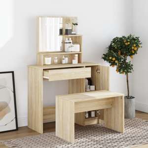 Sansa Wooden Dressing Table With Mirror In Sonoma Oak