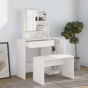 Sansa Wooden Dressing Table With Mirror In White