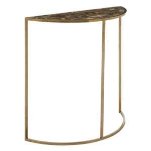 Sansuna Half Moon Agate Top Console Table With Gold Frame