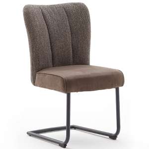 Santiago Fabric Cantilever Dining Chair In Cappuccino