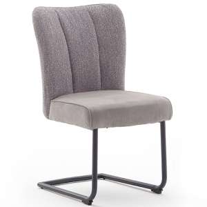 Santiago Fabric Cantilever Dining Chair In Grey