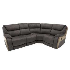Santiago Fabric Upholstered Recliner Corner Sofa In Grey
