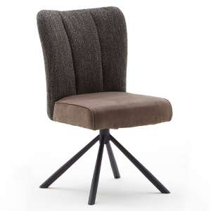 Santiago Fabric Upholstered Swivel Dining Chair In Anthracite