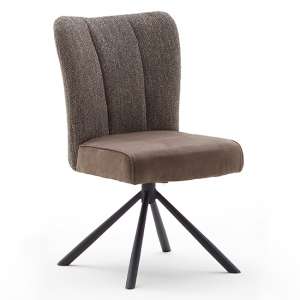 Santiago Fabric Upholstered Swivel Dining Chair In Cappuccino