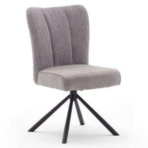 Santiago Fabric Upholstered Swivel Dining Chair In Grey