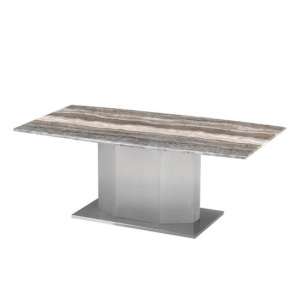 Santiago Marble Coffee Table In Natural Tones With Steel Base