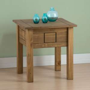 Santiago Wooden Lamp Table In Distressed Pine