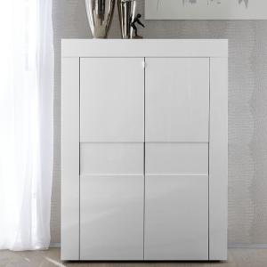 Santino Modern Highboard In White High Gloss With 2 Doors
