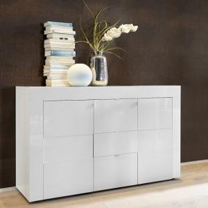 Santino Sideboard In White High Gloss With 2 Doors 3 Drawers