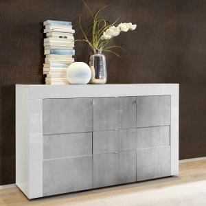 Santino Sideboard In White High Gloss And Grey With 2 Doors