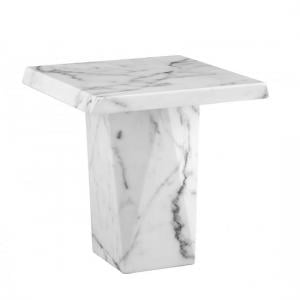 Raylyn Contemporary Marble Lamp Table Square In White