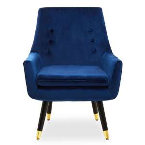 Sari Velvet Upholstered Armchair In Midnight Blue