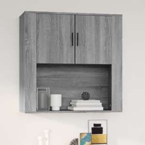 Sarnia Wall Storage Cabinet With 2 Doors In Grey Sonoma Oak