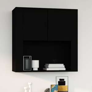 Sarnia Wooden Wall Storage Cabinet With 2 Doors In Black
