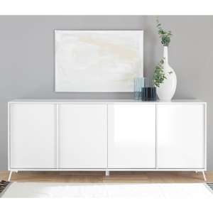 Saul High Gloss Sideboard With 4 Doors In White