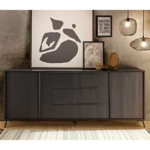 Saul Wooden Sideboard With 2 Doors 3 Drawers In Black Ash