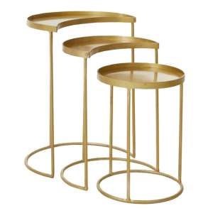 Saur Metal Nest Of 3 Tables In Gold
