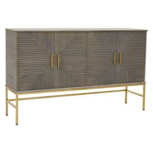Saur Wooden Sideboard With 4 Doors In Grey And Gold