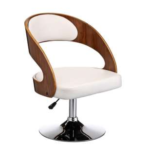 Savial White Faux Leather Bar Chair With Arms
