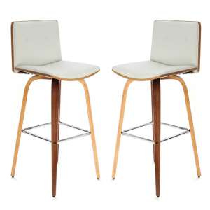 Savial White Faux Leather Bar Chairs With Arms In Pair
