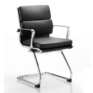 Savoy Leather Cantilever Office Visitor Chair In Black