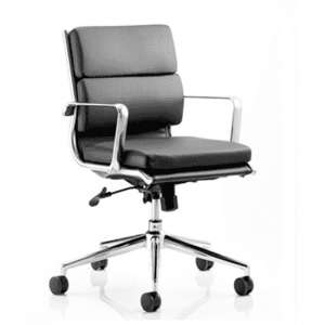 Savoy Leather Medium Back Executive Office Chair In Black