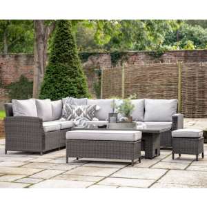 Savoz Sofa Set With Rectangular Rising Dining Table In Grey